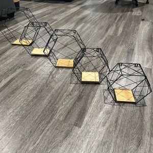 5 piece Hexagon & Oak Accent Shelves